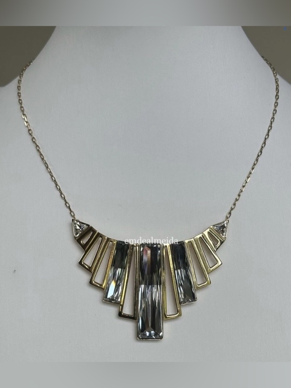 Rare Swarovski Crystal Gold Tone Brancusi Collar Statement Bib Necklace 5077509